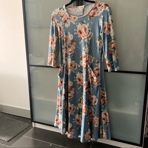 Emberley Blue Floral Dress Size S